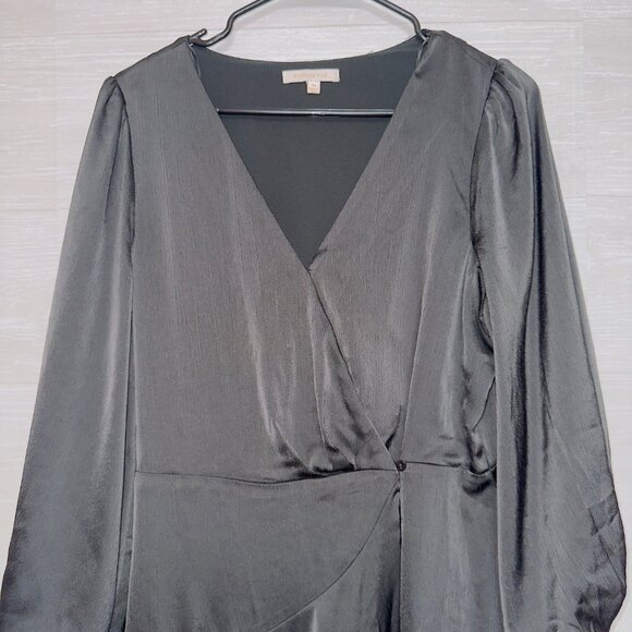 Skies Are Blue Women's Size Medium Black Long Sleeve V Neck Mini Dress - Picture 5 of 8